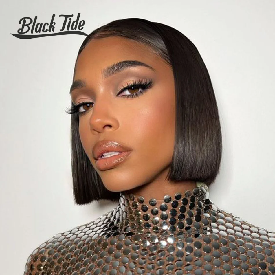 

13x4 Lace Frontal Wig Glueless Human Hair Wigs Bob Pre Plucked Bleached Knots Remy Straight Lace Front Bob Wig Pre Cut Lace