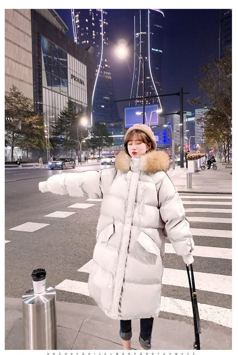 Large Down Cotton Jacket Women Winter  Korean Version Medium Length Bread Jacket Loose Cotton JacketThickened Cotton Jacket