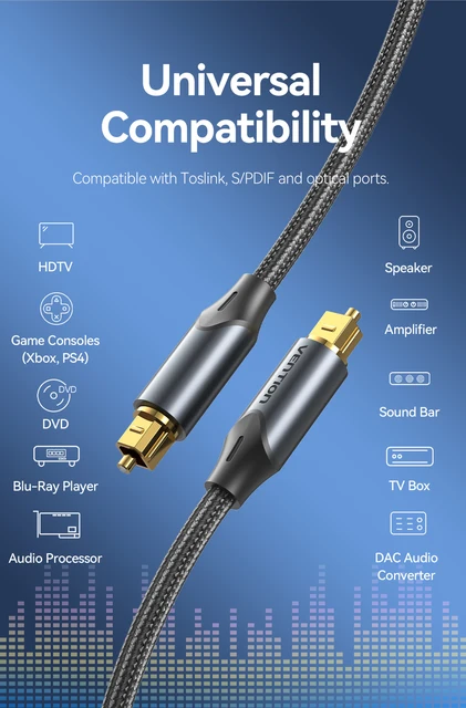 Cavo Ottico Audio Toslink 1m - Fibra Ottica S/PDIF Per TV, Soundbar E PS4 | VENTION Digitale - Foto 9