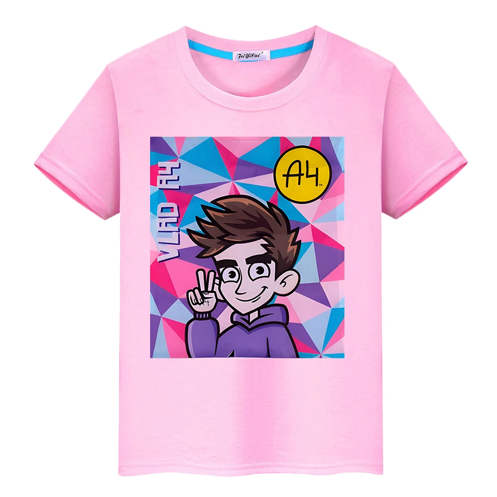 Влад Бумага А4 boy girl Summer 100%Cotton Short T-shirt y2k one piece Kawaii Merch A4 Lamba Tops Anime Tees kids clothes 6