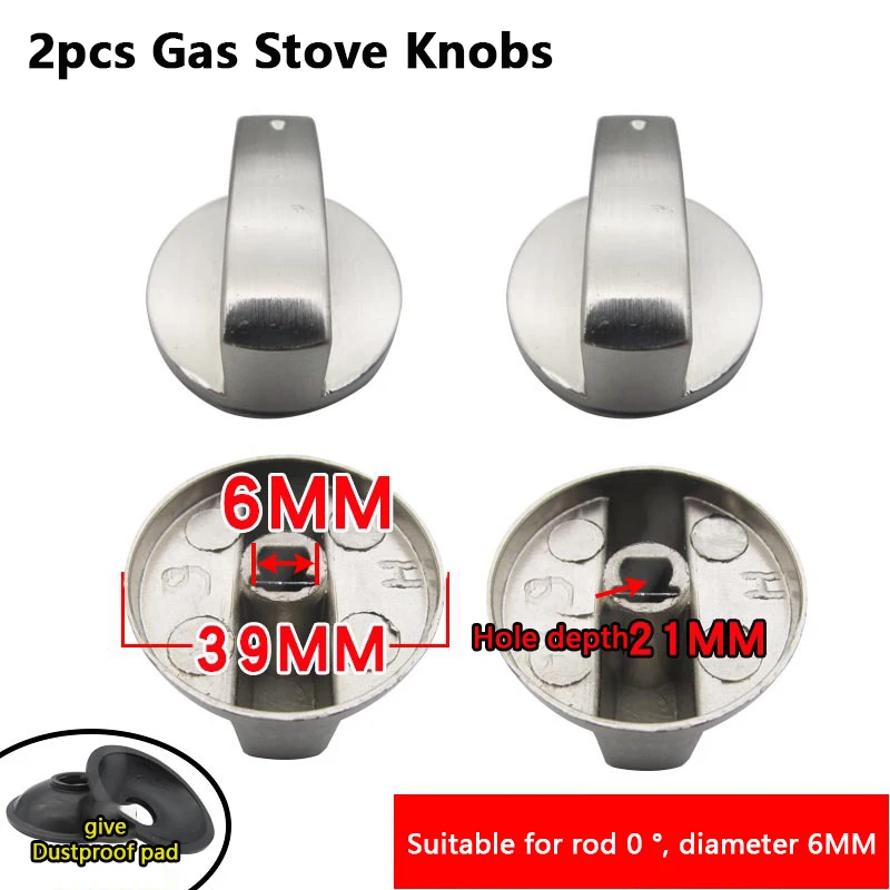 HATANSE 6 stuks gasfornuisknoppen 6 mm draaiknoppen universele draaiknop fornuis metalen keuken fornuis draaiknop sloten oven schakelaar kookoppervlak controle voor keukenfornuis gasfornuis oven