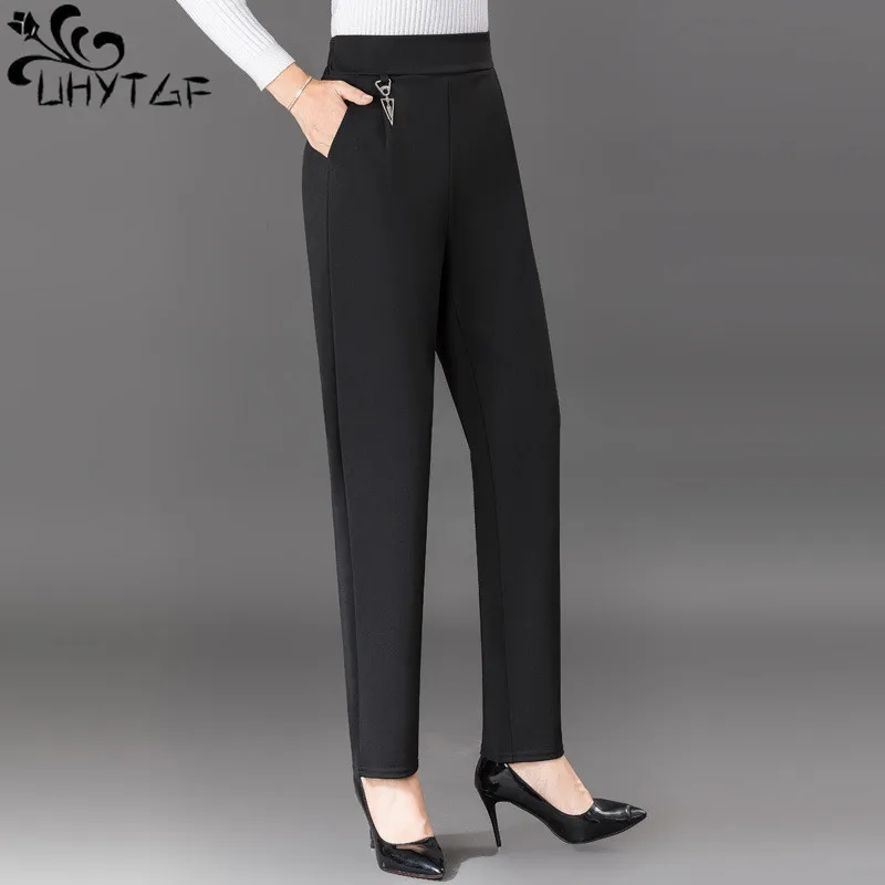 

UHYTGF Suit Pants Women Spring Summer New Small Feet Leisure Elastic Waist Thin Large Size Ladies Nine Points Smoke Pipe Pant271