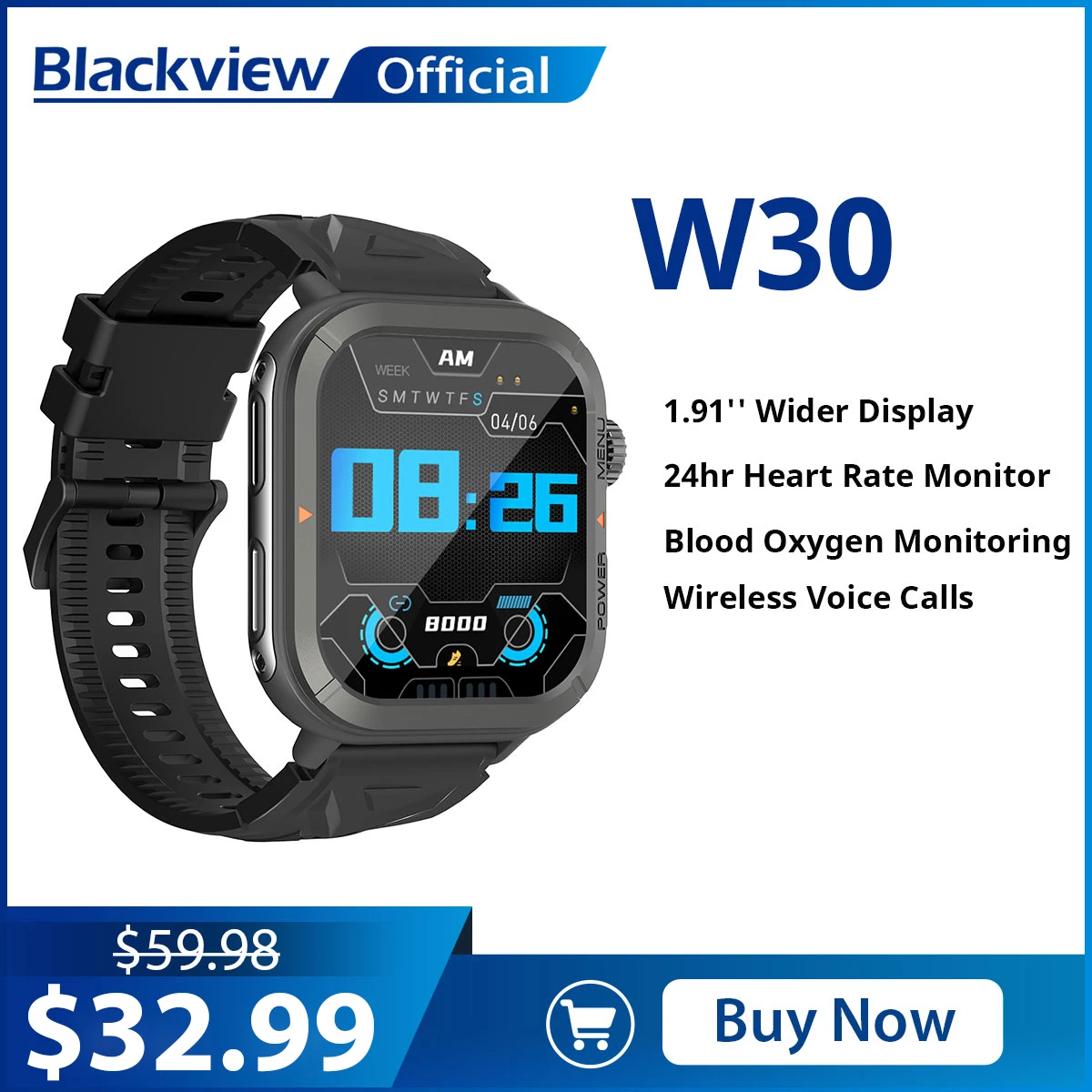 Blackview W30 Waterproof Smart Watch New Version Men Women Health and  Fitness Tracking Watch, Bluetooth Calling For ISO Android