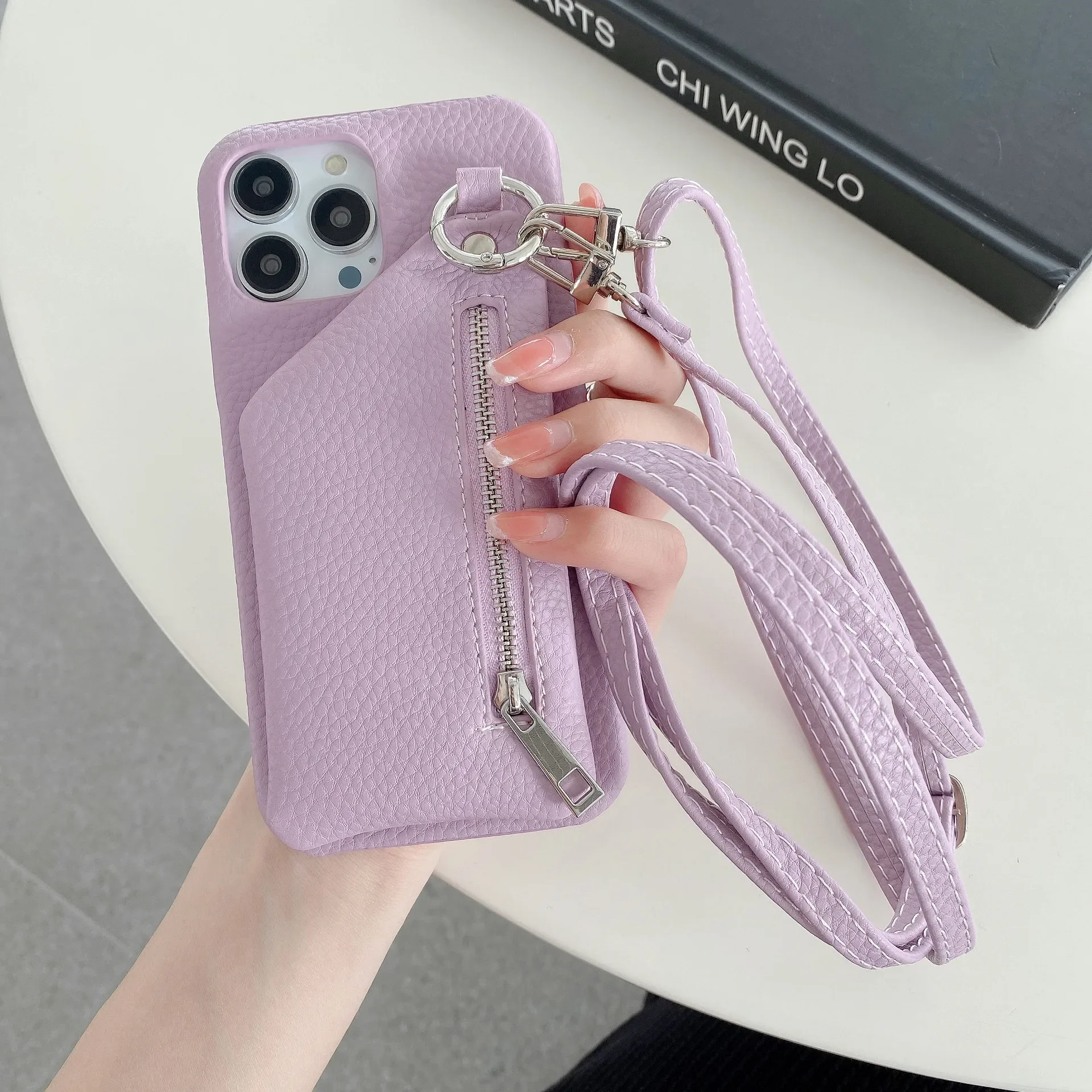 Leather Crossbody Zipper Wallet Phone Case with Card Pocket and Coin Purse