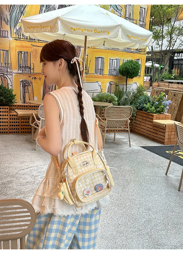 Kawaii Pastel Grid Harajuku Ita Tote Bag