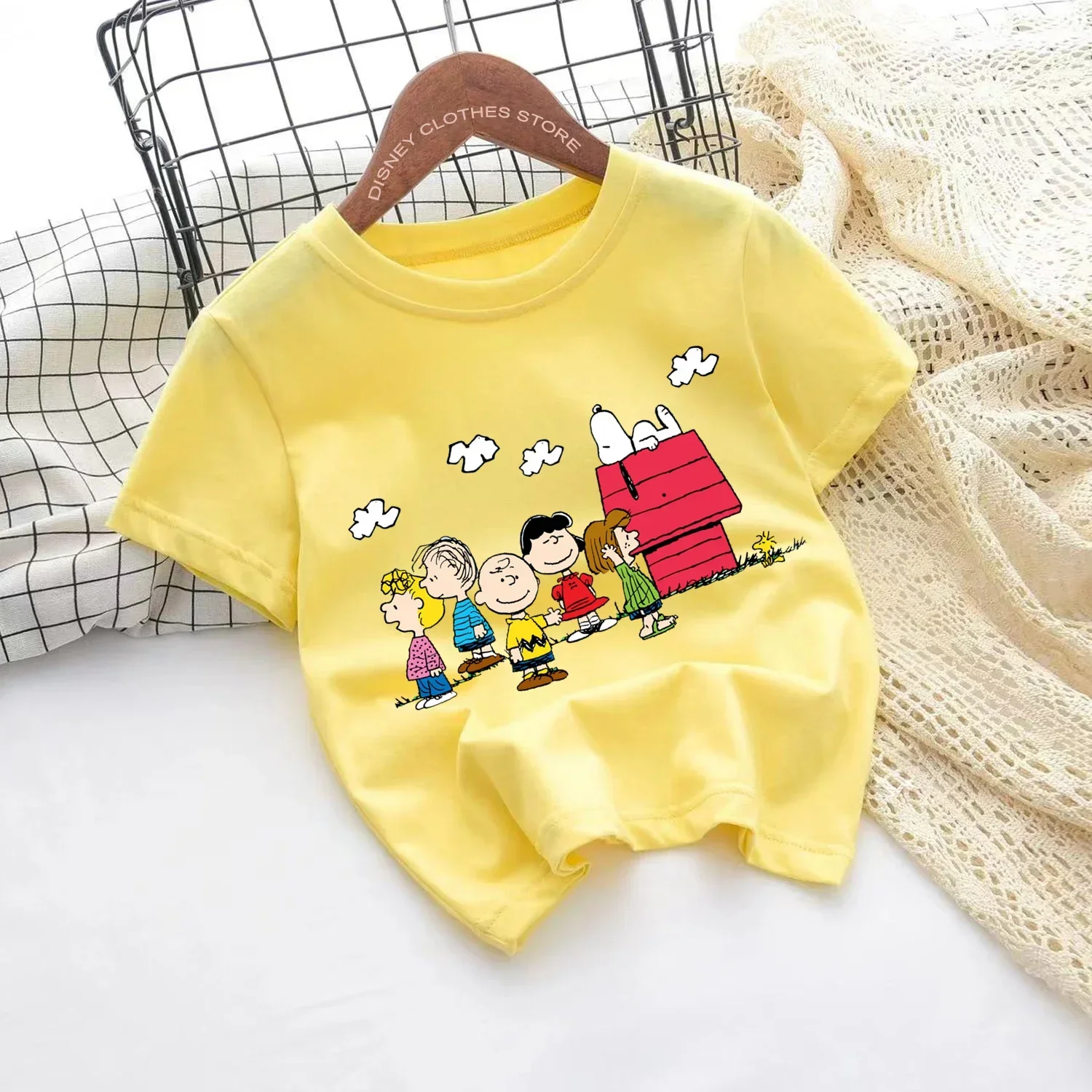 New anime Snoopy Printed T-shirt Kids Short sleeve kids 3-14 years old boys and girls new fashion Pokemon top 3
