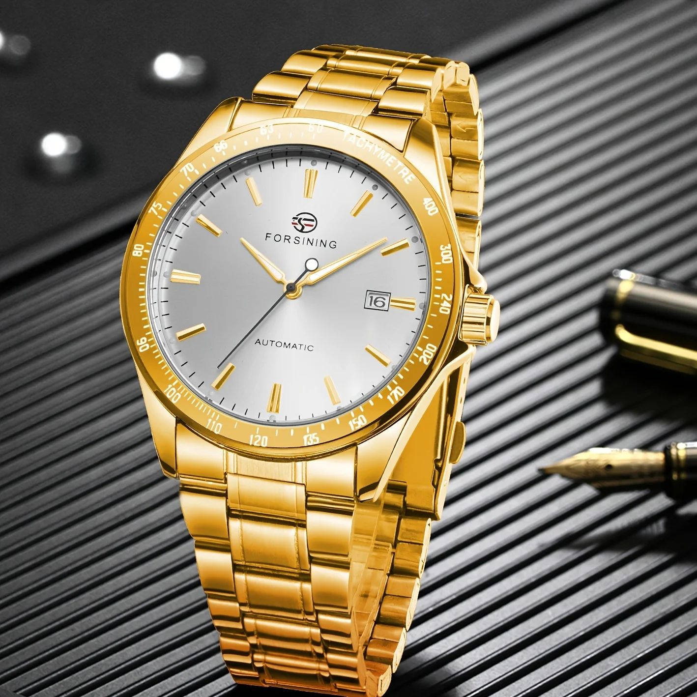 Orologio meccanico automatico di lusso per uomo - Cinturino in acciaio inossidabile, telaio ritagliato, elegante cassa in acciaio inossidabile, regalo perfetto per lui, Business C_voghion.com