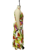 Casual Elegant Vacation Minimalist Mix & Match Print Spaghetti Strap Dress - Image 5