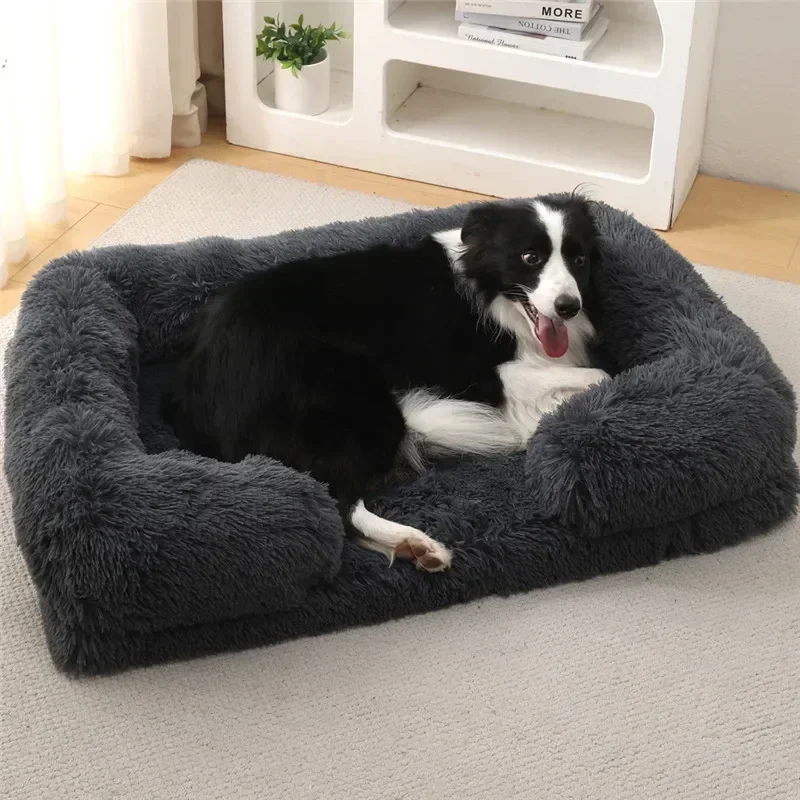 Dog Bed Mats Washable Large Dog Sofa Bed Portable Pet Kennel Fleece Plush House Full Size Sleep Protector Product Dog Bed