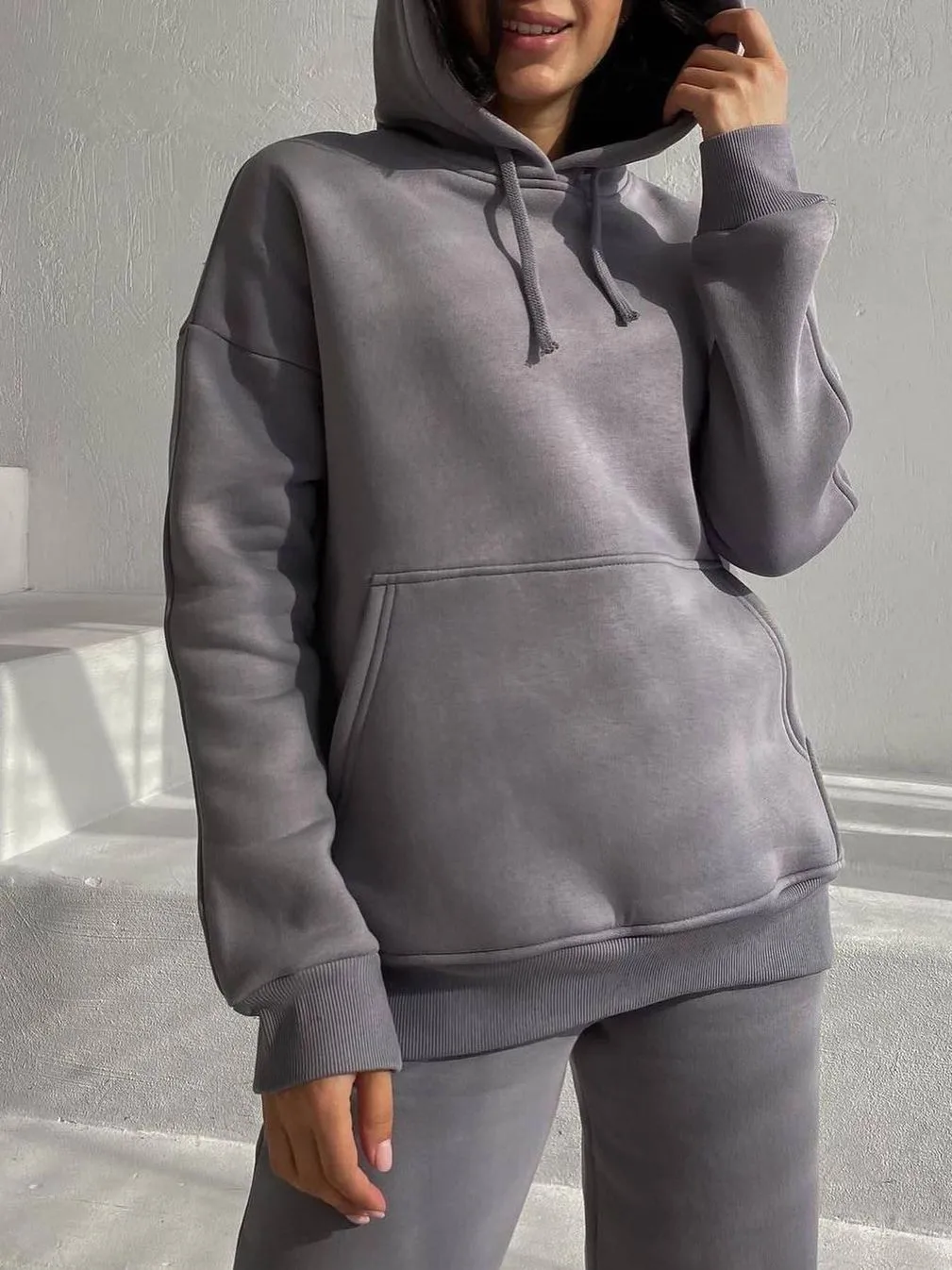 2023 New Casual Fashion Plush Fitness Suit Sports Hoodies Long Sleeve Hooded Sweater Pants Two Piece Set