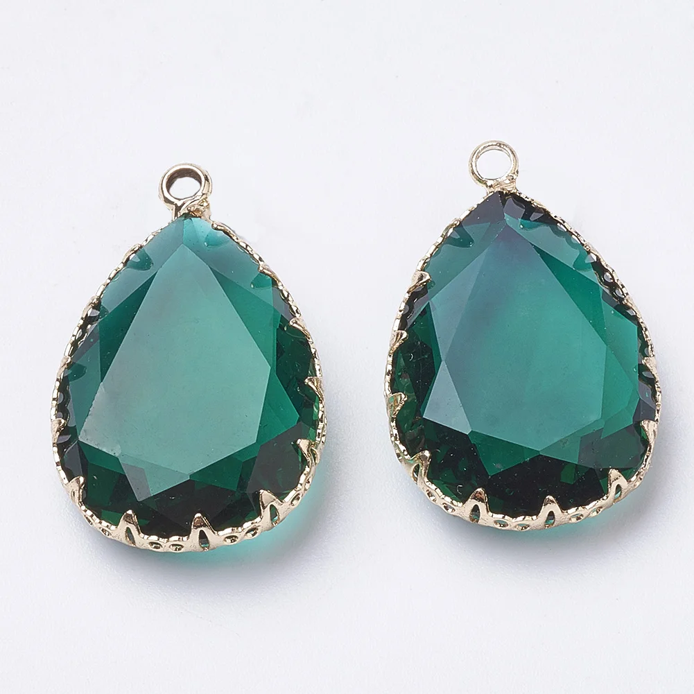 30Pcs Glass Crystal Drop Charms Colorful Faceted Teadrop Pendants for Dangle Earring Bracelet Necklace Jewelry Making Supplies