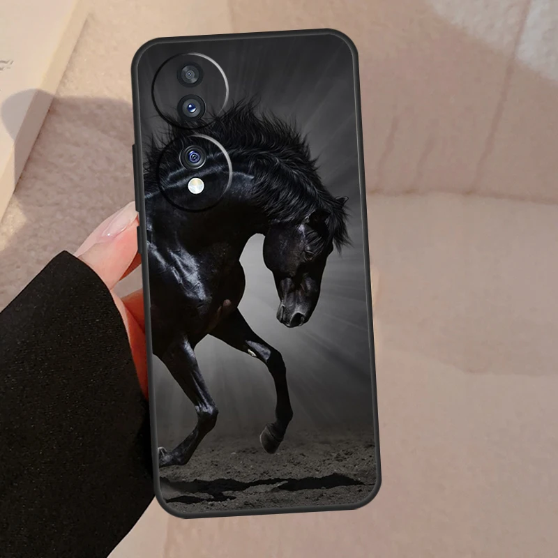 Elegant Black Horse Design Phone Case Cover