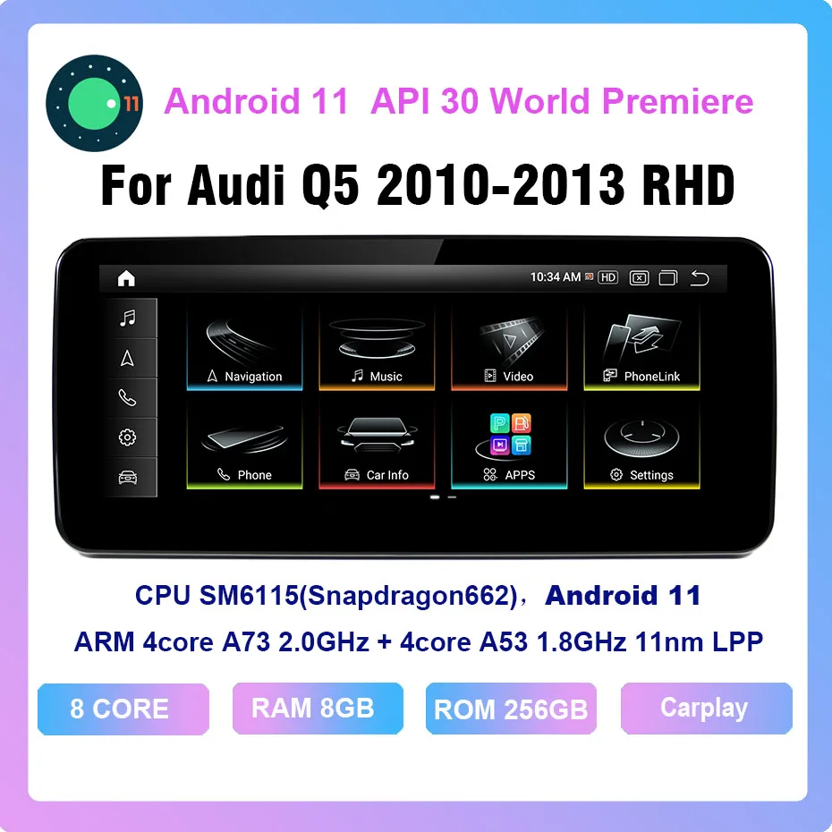 

COHO For Audi Q5 2010-2013 RHD Android 11.0 Octa Core 8+256G Car Multimedia Player Stereo Receiver Radio