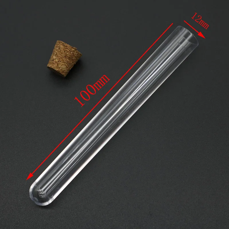 Plastic Test Tubes 10Pcs 12x100mm Transparent Laboratory Plastic Test Tubes With Caps Stoppers School Lab Supplies Accessories