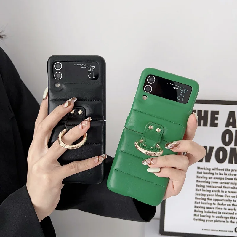 Custodie Per Telefoni Pieghevoli In Pelle Pu Hoce Per Samsung Galaxy Z Flip 4 Flip 3 Custodia Per Piumino Per Z Flip3 Flip4 Con Copertura Per Supporto