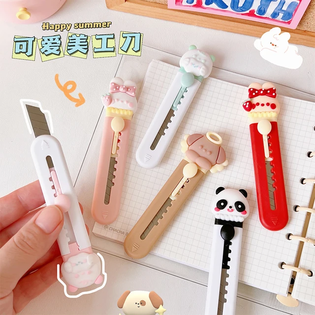 Kawaii Cartoon Animals Mini Portable Ulity Knife Box Cutter Pocket Stretch  Paper Cutters School Office Supplies