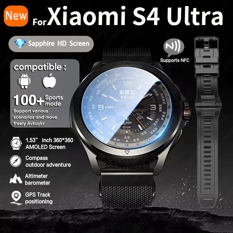 New For Xiaomi S4 Ultra Outdoor Sport Men HD AMOLED Display GPS