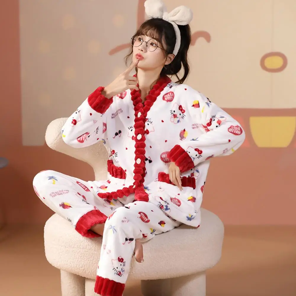 Hello Kitty Pajamas Women Thick  Pajama Hello Kitty Long Girl - Women Set  Long - Aliexpress