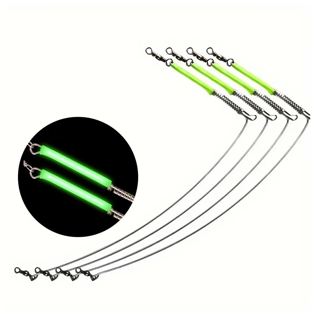 10Pcs Luminous Fishing Tackle Sea Fishing Tenpin Stainless Steel Wire Single Blade Boat Fishing Machete Connector Accessories