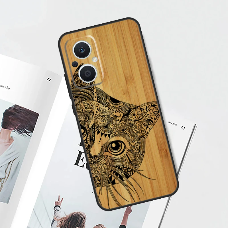Bamboo Skull Pattern Wood Print Phone Case Cover