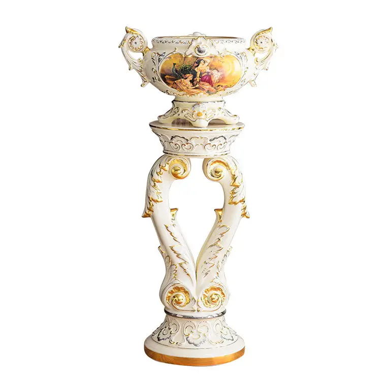 

Высококачественный роскошный европейский домашний декор, королевский дизайн, цветочный горшок, декоративные вазы, керамическая римская колонна, роскошная ваза 2022