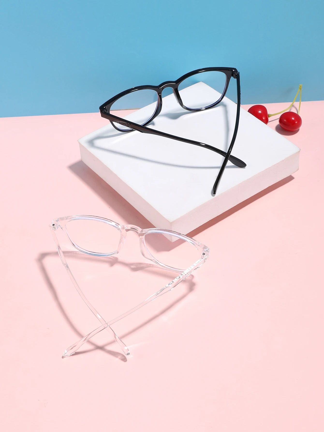 2pcs of teen 12-16 years old acrylic campus style rectangular fashion anti-blue light glasses for everyday life
