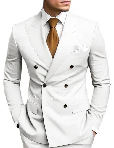Gentleman Men's Suits Elegant Peak Lapel 2 Pieces Full Man Terno Wedding Business Regular Tuxedo Suits for Men Blazer and Pants