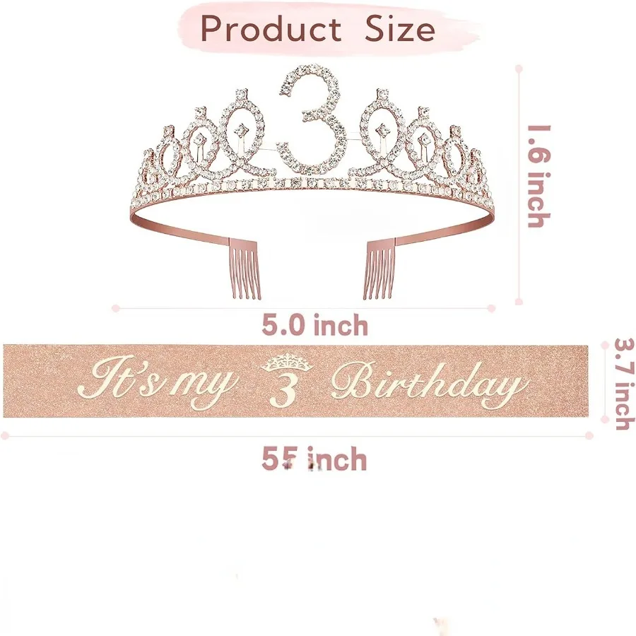 Elegant Birthday Tiara Crown and Sash for Women and Girls - Celebration Party Decorations & Gifts