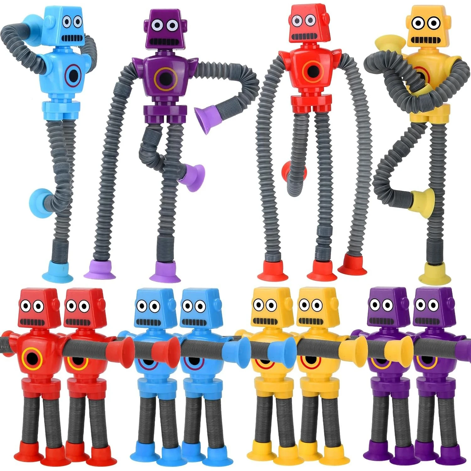 Telescopic Suction Cup Funny Robot Toy Decompression Toy Robot Party Favors Christmas Birthday Carnival Prize Boys and Girls