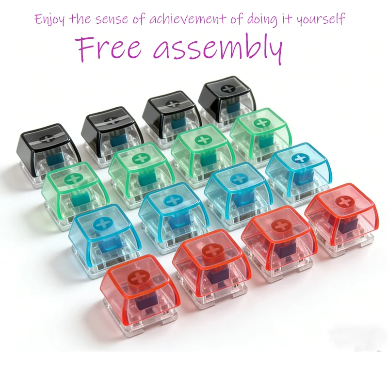 LED 무료 조립 키보드 키체인 피젯 토이 크리스탈 클리커 감각 장난감 스트레스 해소 키보드 키체인 성인 어린이 장난감