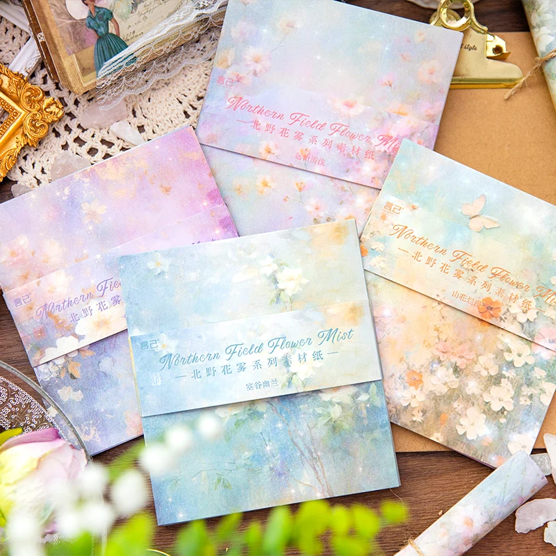50Pcs/Bag Assorted Flowering Shrubs Tema Material Paper Aesthetic Scrapbooking Stationery Personalized Hand Account For School