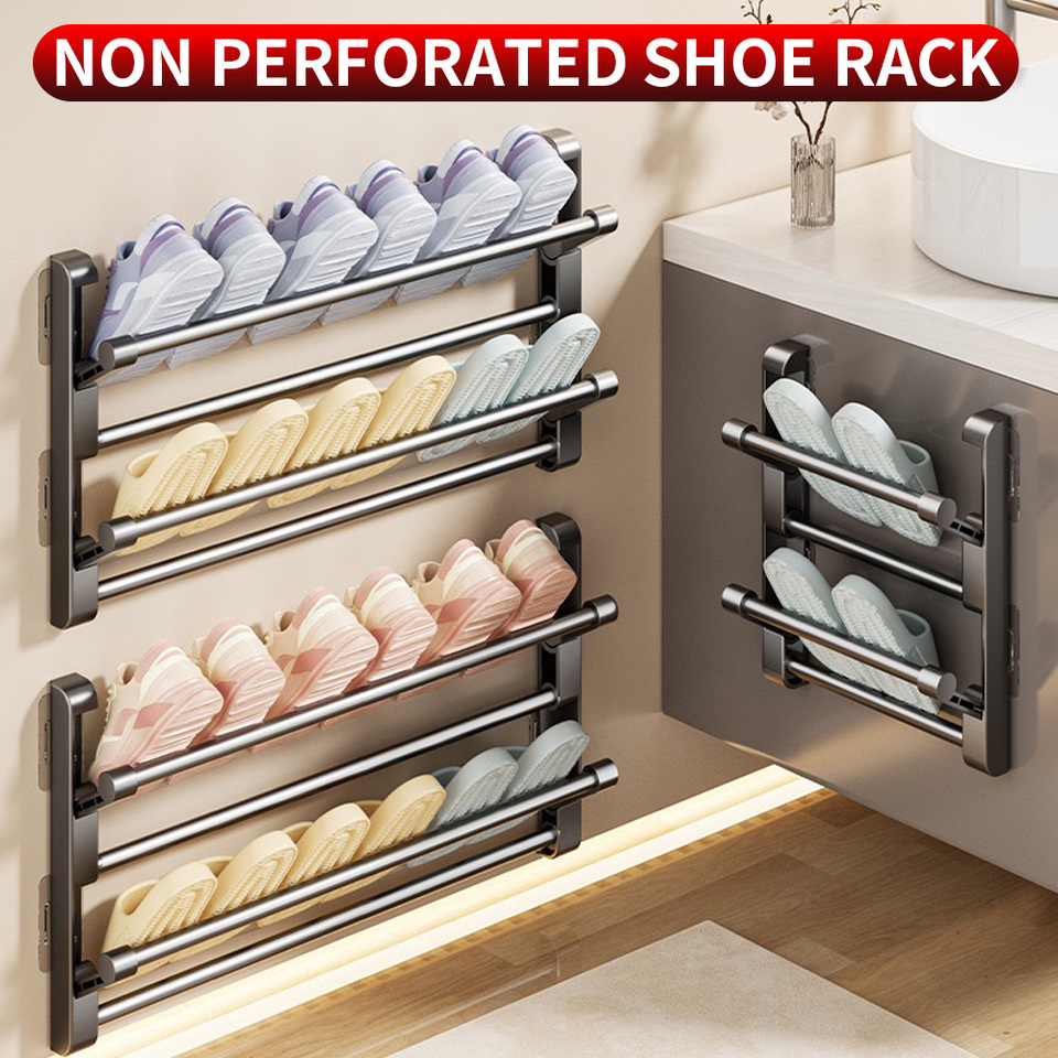 Non perforated shoe rack, bathroom towel rack, suitable for home storage