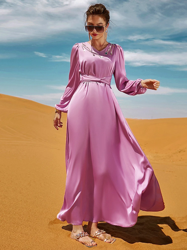 

Dubai Arabic Muslim Eid Dress Diamonds Abaya Musulman Islamic Women Moroccan Ramadan Abayas Caftan Kaftan Vestidos Party Dresses