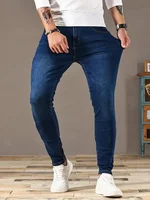 Jean Slim en Denim Bleu Clair pour Homme, Pantalon Crayon de Style Classique, avec Fermeture Éclair, Décontracté, de Marque 6