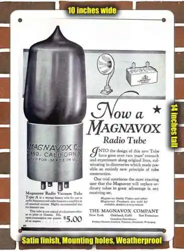 

Металлический знак 1924 Magnavox радиотрубки-10x14 дюймов