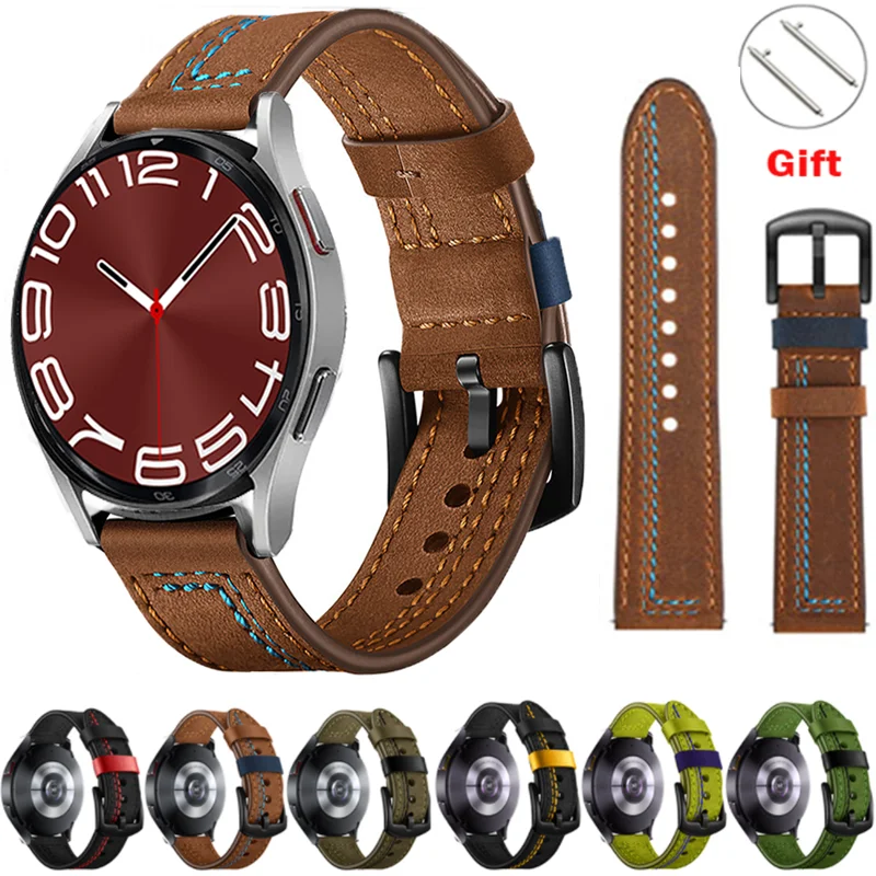 Cinturino In Pelle Per Samsung Galaxy Watch 6/4/Classic/5/Pro/Active 2 Retro Belt 20Mm 22Mm Smart Loop Bracciale Huawei Gt 3-2-2E Strap