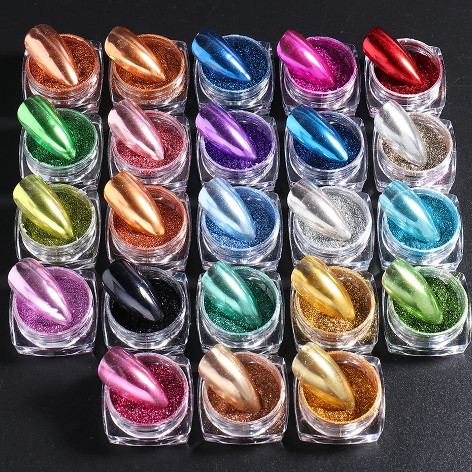 Nail Powder 23pcs/Set Metallic Chrome Y2K Styles Magic Mirror Polishing Pigments