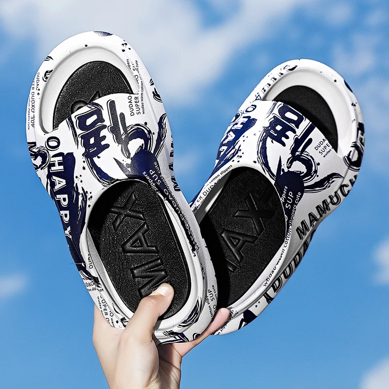 Tofflor för kvinnor och män Halkfria tofflor för inomhus utomhus Mjukt skum skjutreglage med tjock sula_voghion.com