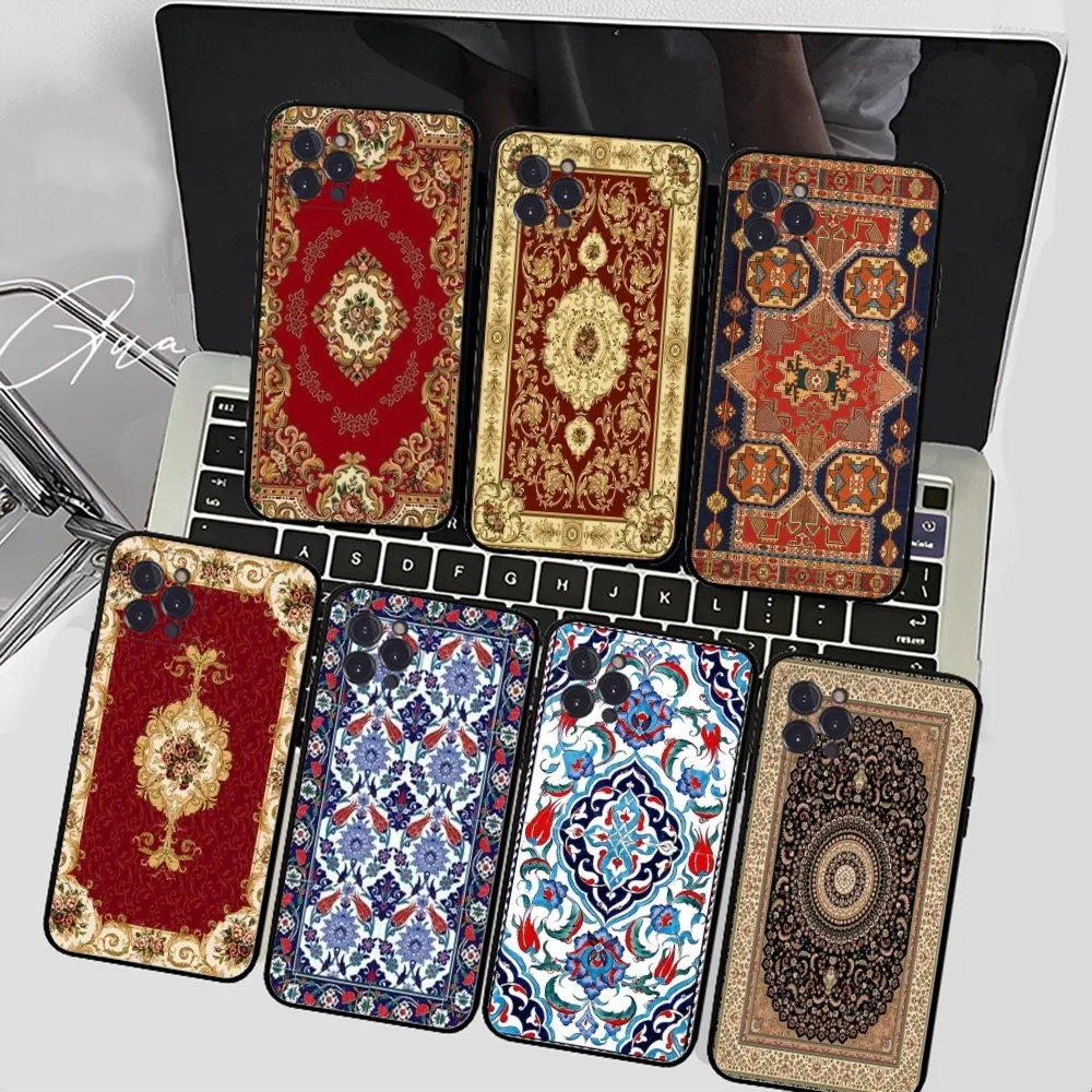 

Persian Carpet Floral Pattern Hard Leather Phone Case For iPhone 14 11 12 13 Mini Pro XS Max Cover 6 7 8 Plus X XR SE 2020