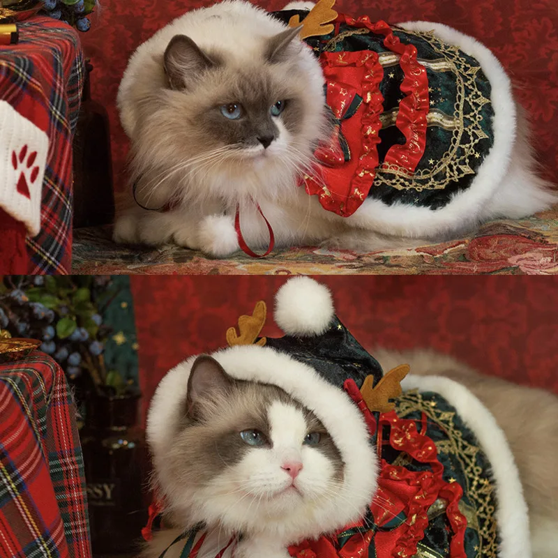 

BITEONE Hymn Of The Holy Night Lolita Clothes For Cats Dog Christmas Dogs Cloak Christmas Pet Cosplay Halloween Cosplay