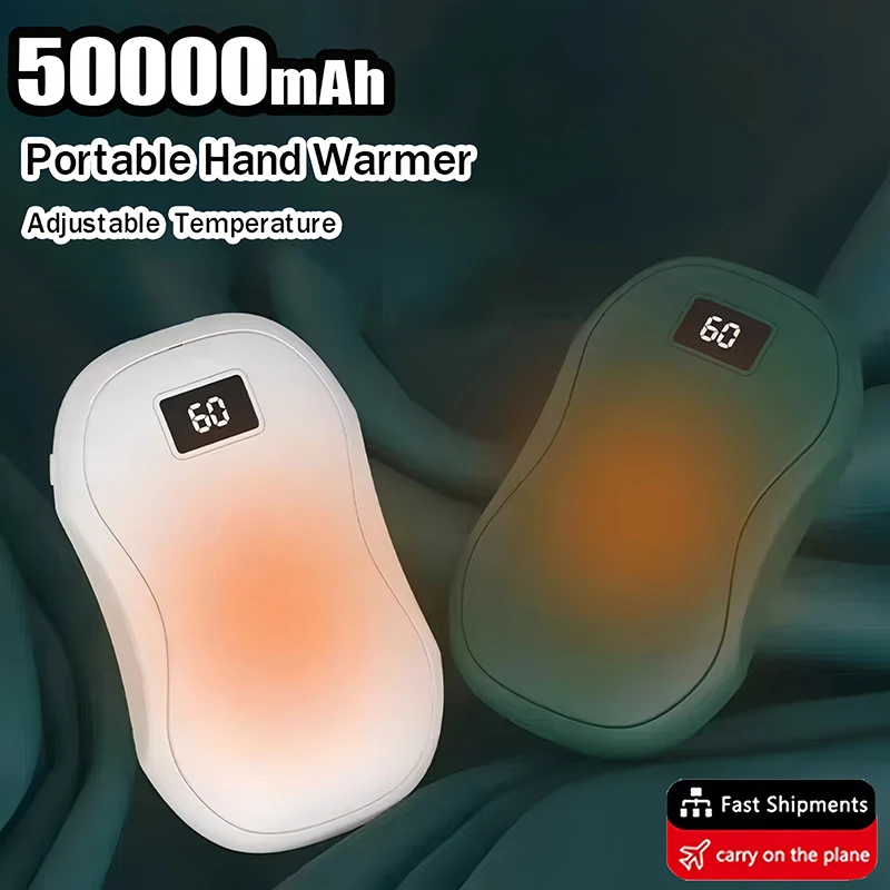 50000mAh Hand Warmer Large Capacity Fast Heating Pocket Portable Warmer Safe and Durable Digital Display Winter Warming Supplies portable hand warmer