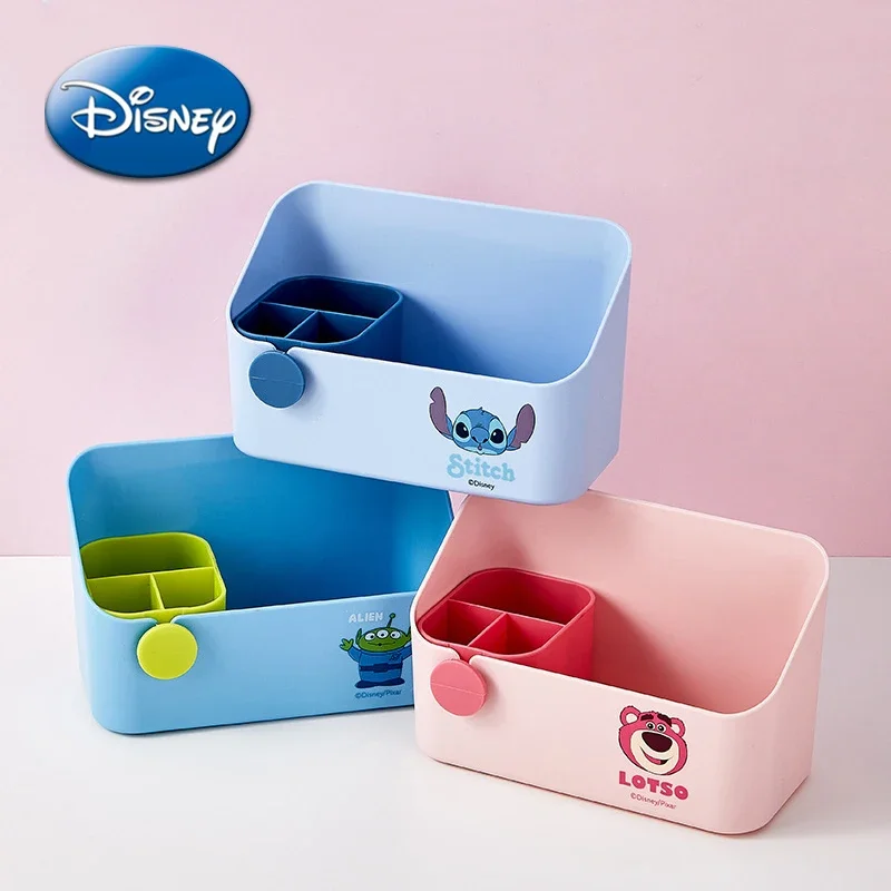 Disney Stitch Desktop Storage Box Toy Story Cartoon Cute Lasso Alien Cosmetic Boxs Rossetto Jewelry Tidy Pen Container Holder
