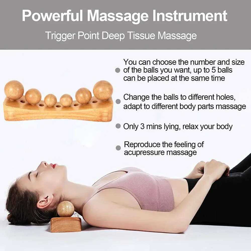 6 in 1 Wooden Body Massager Psoas Muscle Buttocks Release Trigger Point Therapy Massage Tool Occipital Bone Physical Therapy