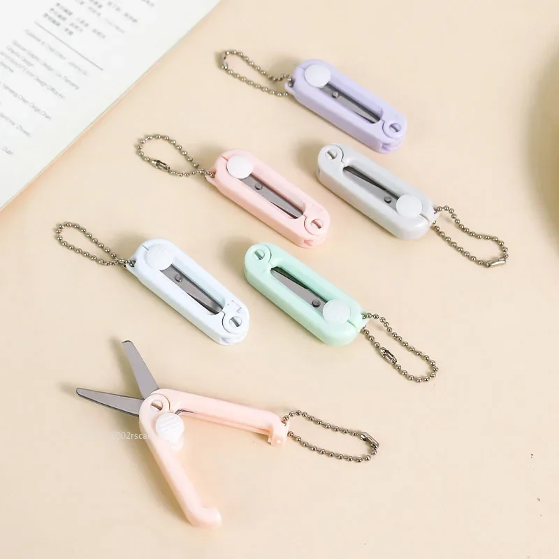 Tailor Scissors Portable Mini Tailor's Scissors Creative Retractable Folding Scissors Morandi Color Safe Multifunctional Paper-Cutting