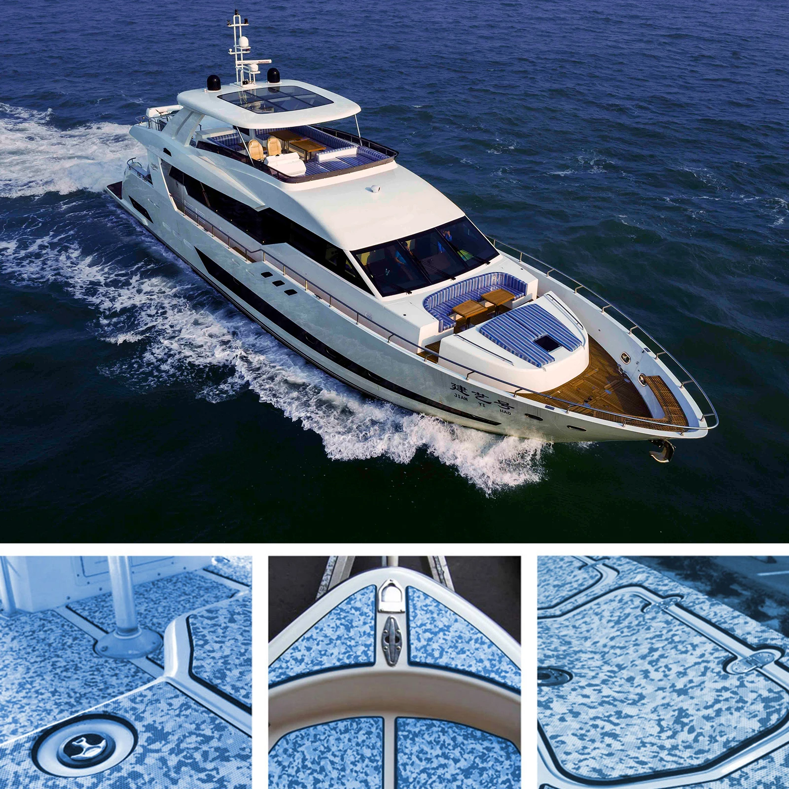 Blu Bianco Camouflage Eva Foam Teak Sheet Pavimentazione Marina 35.4 Pollici X 94.5 Pollici Yacht Decking Sintetico Per Barche Pad Autoadesivo