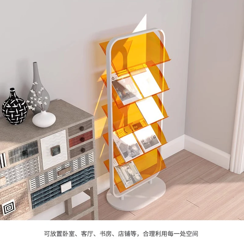 Nordic Acrylic Magazine Rack Floor Standing Office Sofa Side Minimalist Creative Bookshelf Display Organizer Furniture FYMR