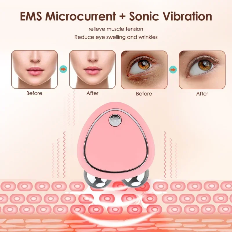 EMS Facial Massager Microcurrent Face Lifting Machine Roller Skin Tightening Rejuvenation Beauty Charg Facial Anti Wrinkle