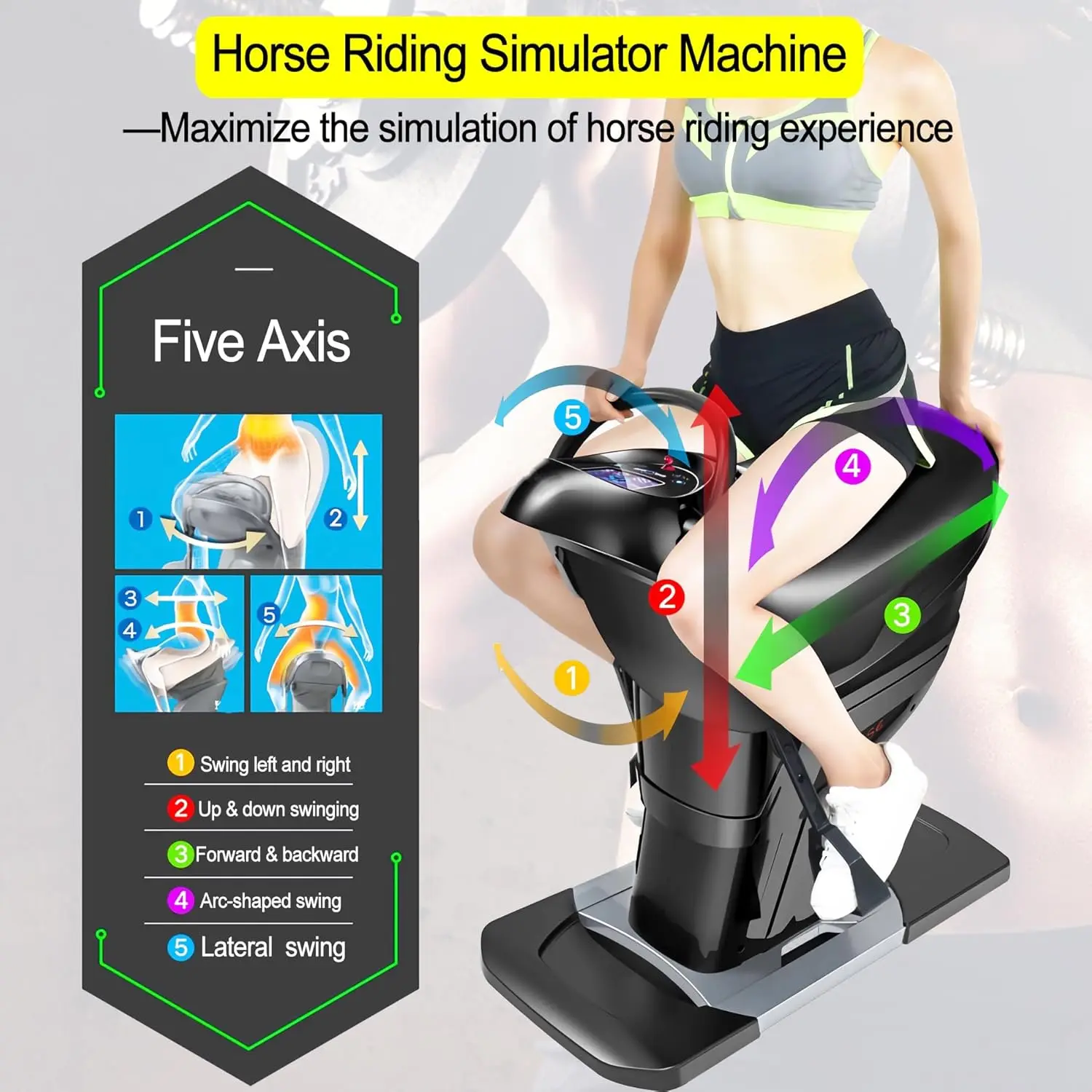 Horse Riding Machine, Horse Riding Abdominal Exercise Machine, 110V Horse Riding Aerobic Weight Loss Artifact, Fitness Equipment