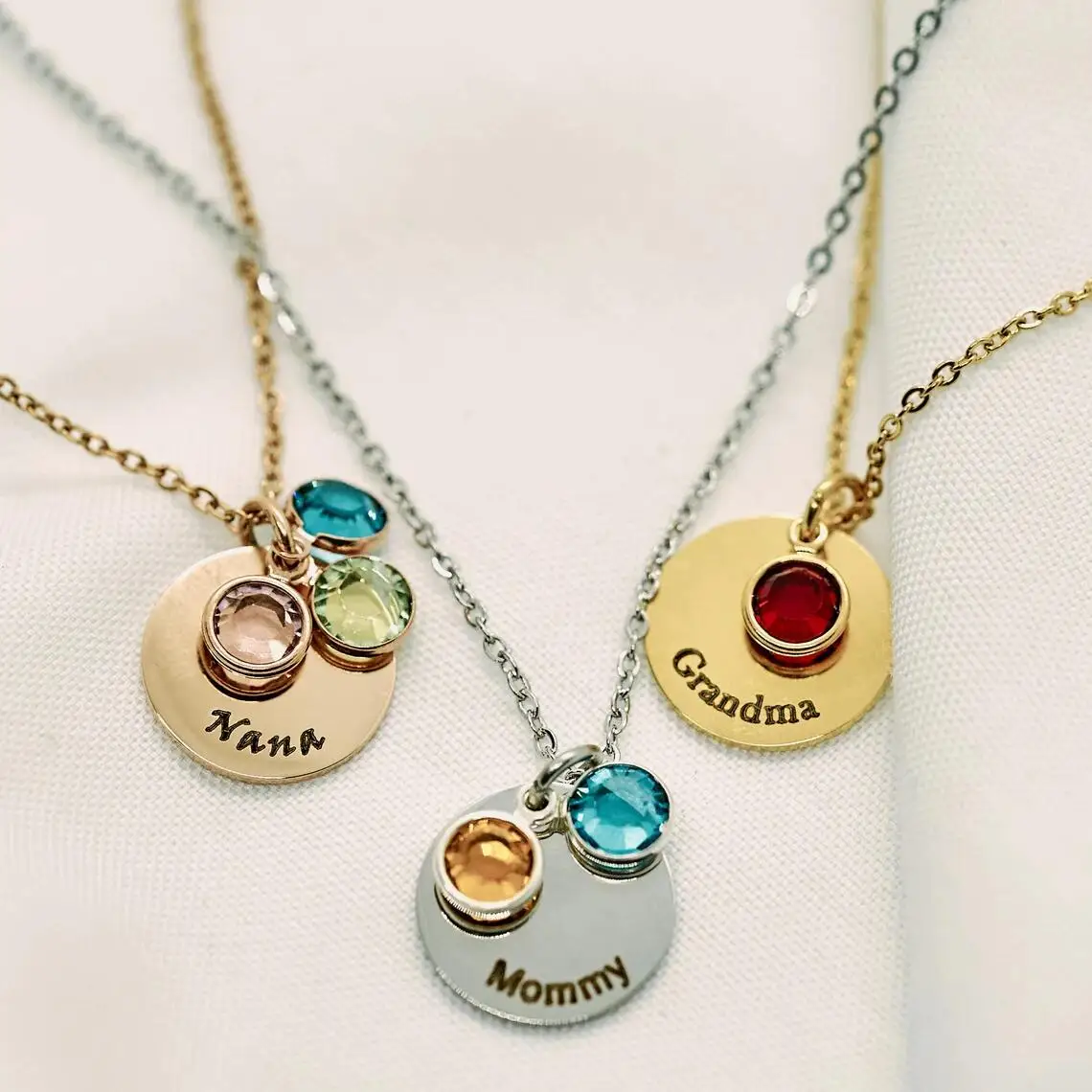 Date Birthstone Customized Pendant Gift 