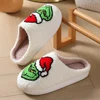 For Grinch Plush Slippers Flat Thermal Slippers Comfortable Fluffy Home Slippers Furry Green Monster Slippers for Indoor Bedroom 4